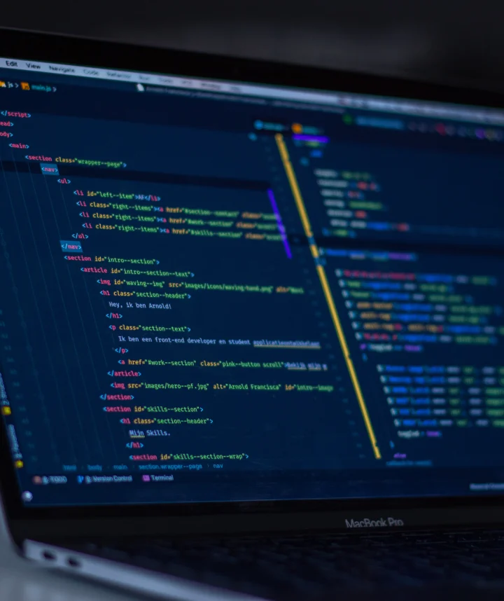 Code on screen closeup